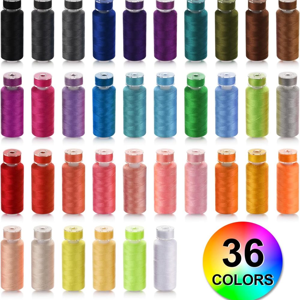 72pcs Sewing Thread kit, 36 Colors Sewing Machine Threads, Prewound Bobbins Sewing Threads Kit, Sewing Machine Thread Assortment, 400 Yards per Spools Polyester Thread - Image 4