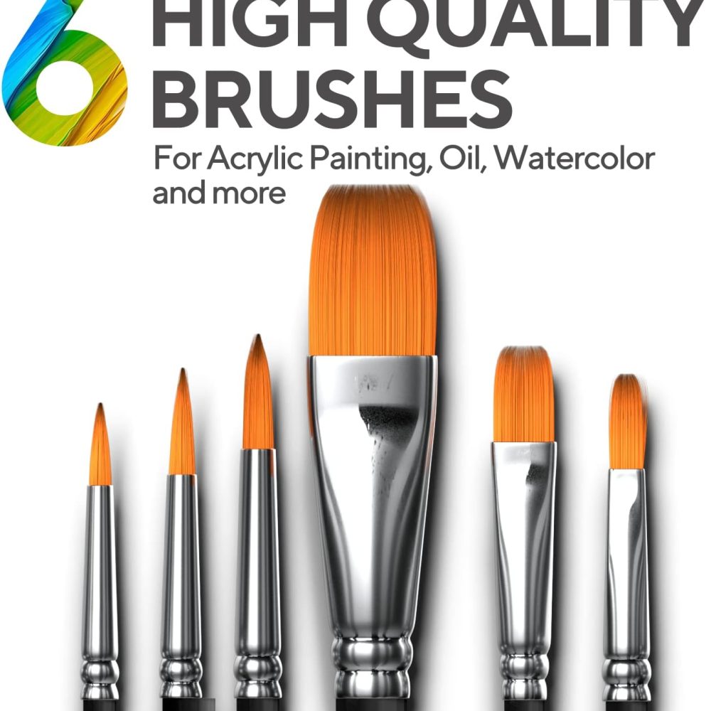 Complete Acrylic Paint Set – 12х Rich Pigment Colors & 6x Art Brushes - Includes 3 Paint Canvases, Palette Knife & Sponge - Perfect for Canvas, Clay, Ceramic - Non-Toxic, Great for Kids & Adults - Image 5
