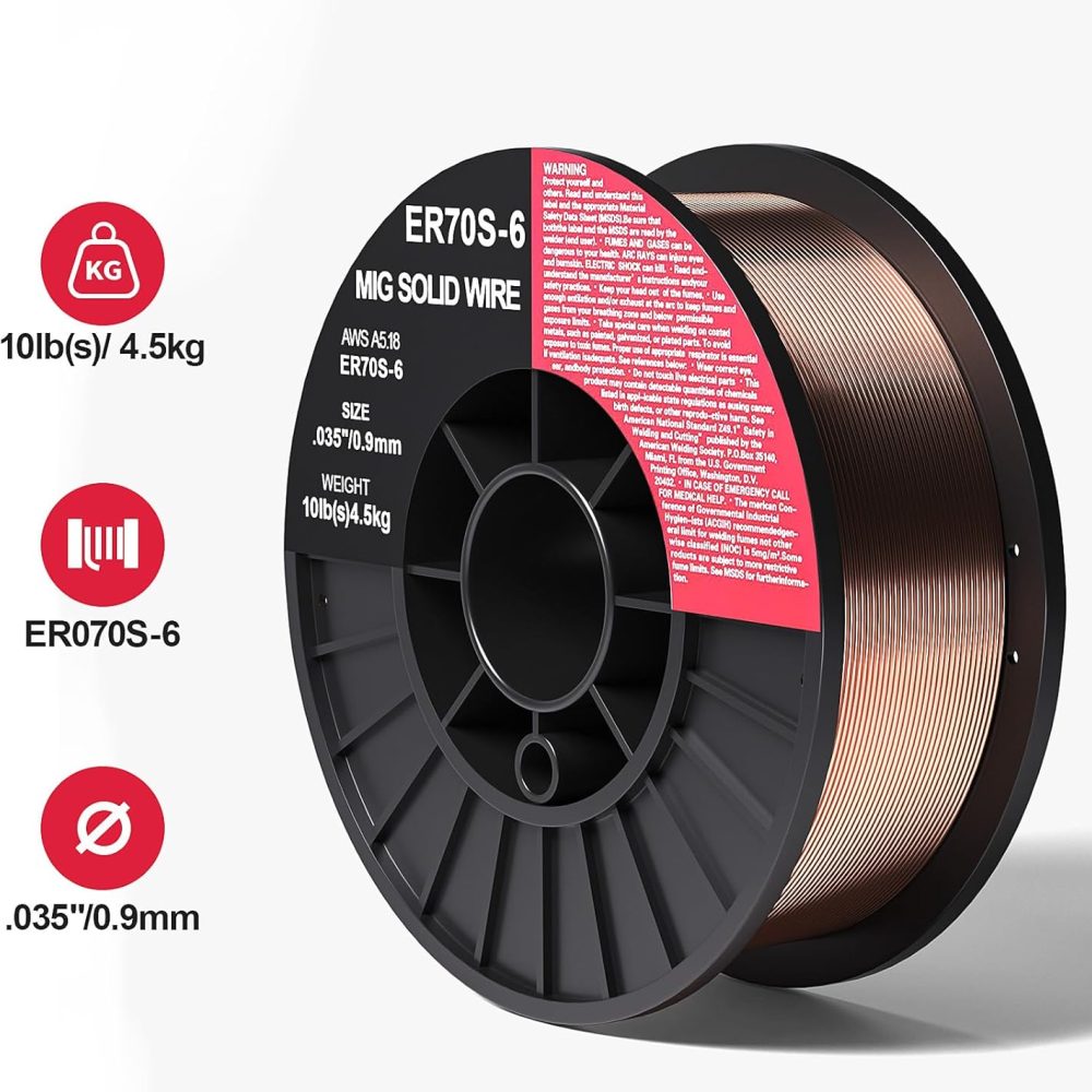 ER70S-6 .035-Inch on 10-Pound Spool Carbon Steel Mig Solid Strong ABS Plastic Spool Welding Wire For All Position Gas Welding (0.035-Inch10 LB) - Image 3