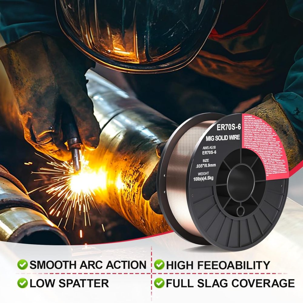 ER70S-6 .035-Inch on 10-Pound Spool Carbon Steel Mig Solid Strong ABS Plastic Spool Welding Wire For All Position Gas Welding (0.035-Inch10 LB) - Image 6