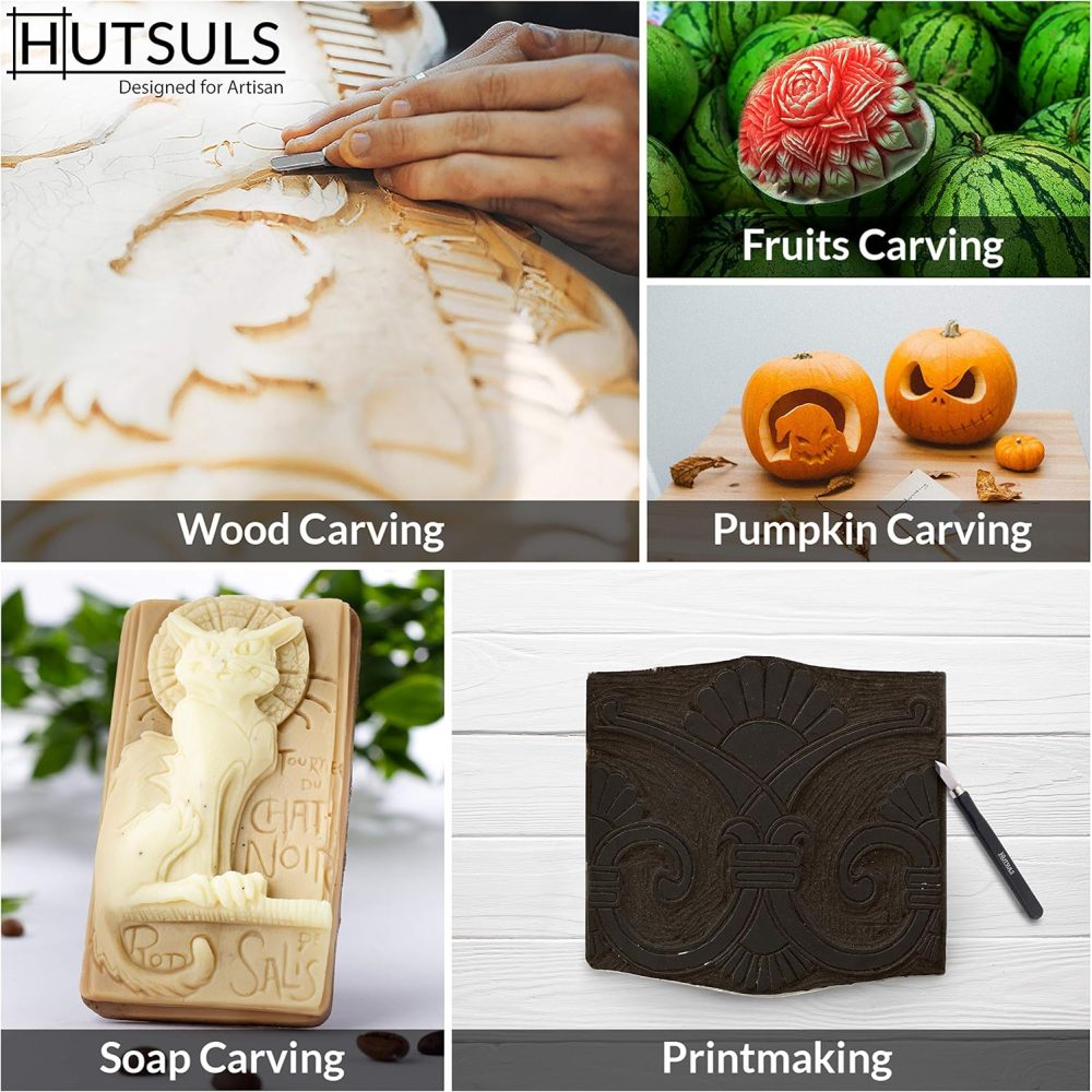 Hutsuls Wood Carving Tools Set - Easy to Use 12 pcs Mini Wood Chisel Beginner Wood Carving Kit for Adults & Kids Carving Kit Gift - Image 4