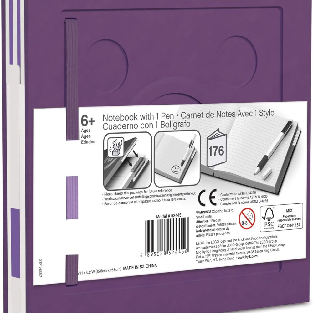 IQ LEGO Stationery Locking Notebook with Gel Pen - Lavender (52445) - Image 3