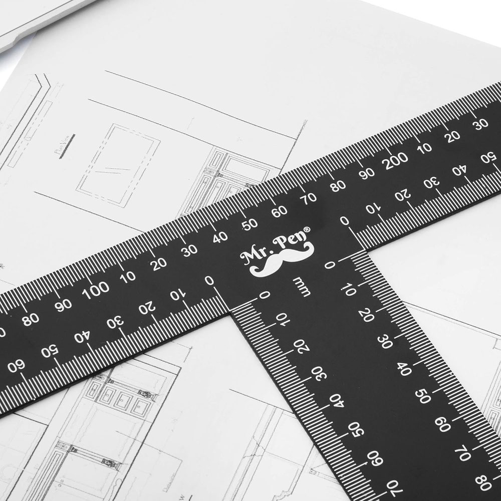 Mr. Pen - T Square, T Ruler, 18 inch Metal Ruler, T Square Ruler, Drafting Tools, Architect Ruler, Set Square, Drafting Ruler, Tsquare, Truler, Architectural Triangle,Tee Ruler, L Square, Scale Ruler - Image 3
