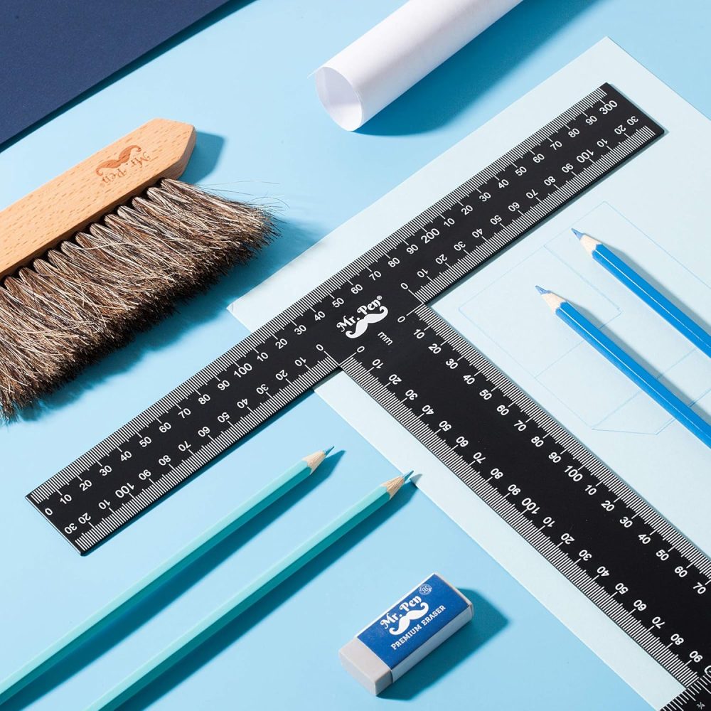 Mr. Pen - T Square, T Ruler, 18 inch Metal Ruler, T Square Ruler, Drafting Tools, Architect Ruler, Set Square, Drafting Ruler, Tsquare, Truler, Architectural Triangle,Tee Ruler, L Square, Scale Ruler - Image 5