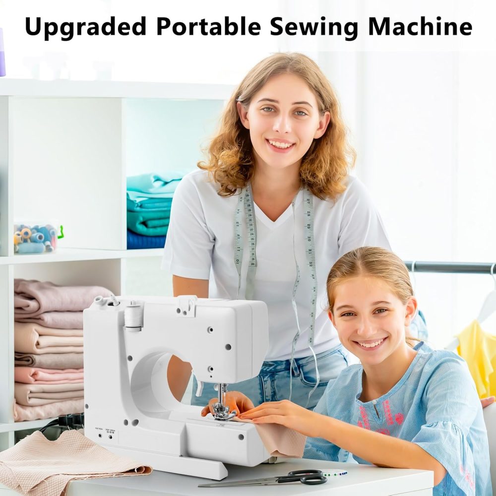 Sewing Machine, Mini Sewing Machine with Extension Table, 14 Stitch Dual Speed Portable Sewing Machine for Beginners, Sewing Kit with Foot Pedal & Sewing Shelf Kit(Upgrade Version) - Image 9