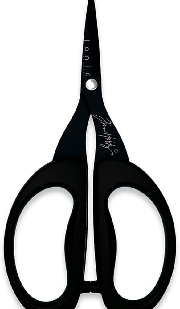 Tim Holtz Small Scissors - 5 Inch Mini Snips with Micro Serrated Blade - Craft Tool for Cutting Paper, Fabric, and Sewing - Titanium with Black Comfort Grip Handles - Image 2
