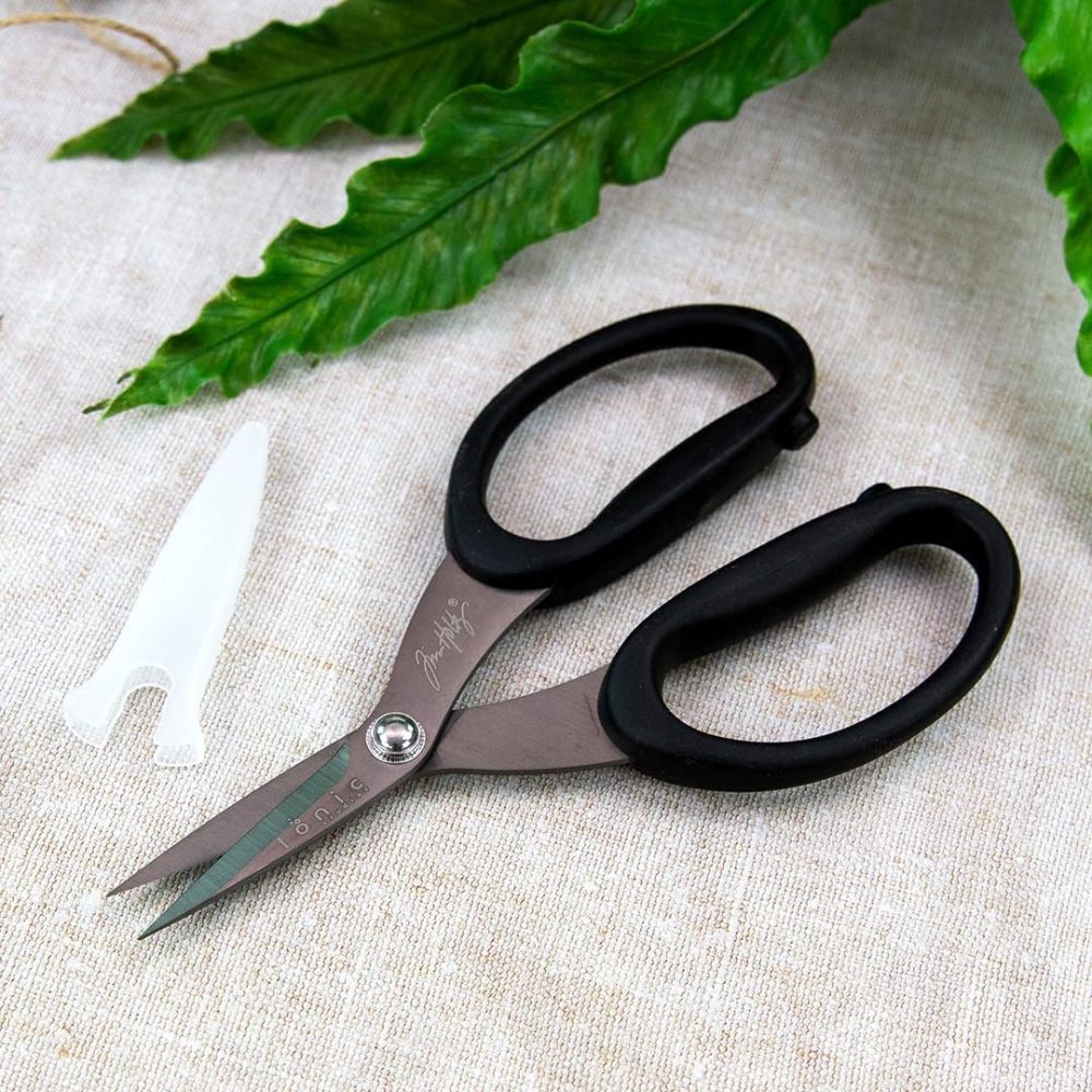 Tim Holtz Small Scissors - 5 Inch Mini Snips with Micro Serrated Blade - Craft Tool for Cutting Paper, Fabric, and Sewing - Titanium with Black Comfort Grip Handles - Image 6