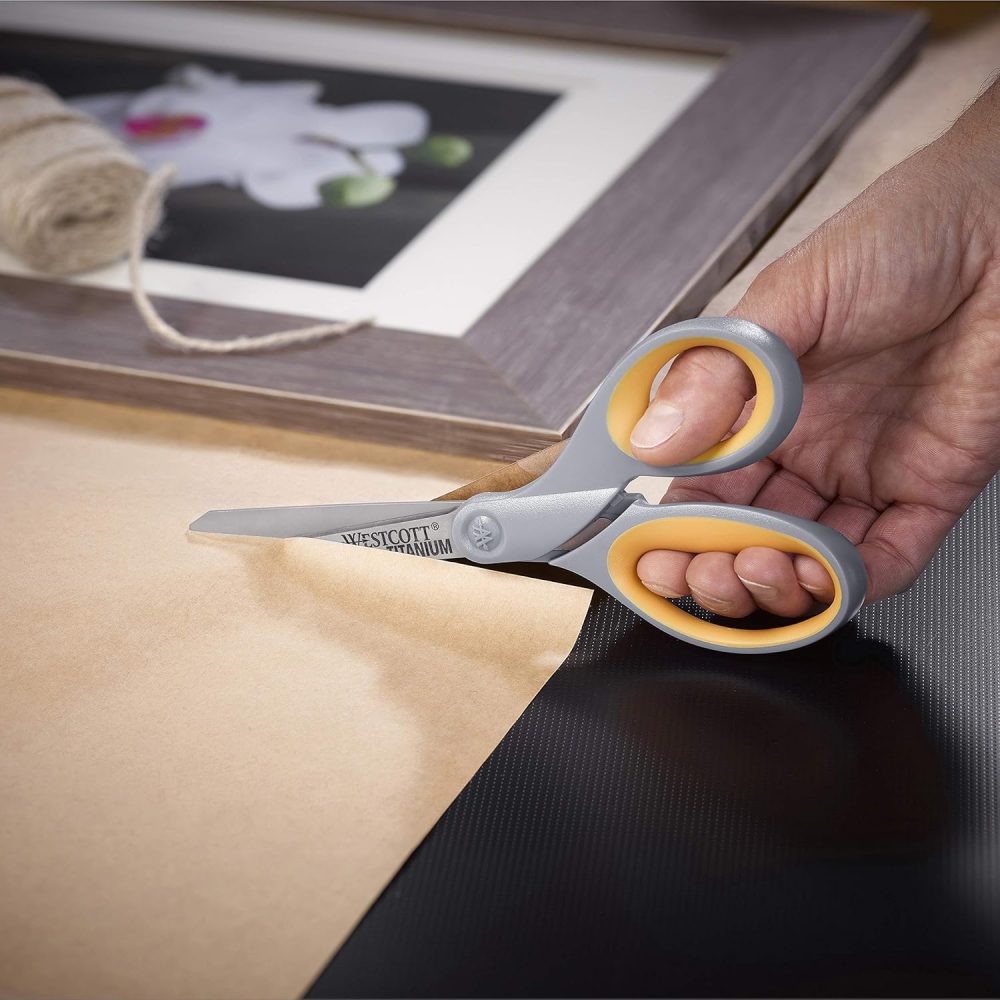 Westcott 8" Soft Handle Titanium Bonded Scissors For Office & Home, Gray/Yellow, 4 Pack (17598) - Image 6