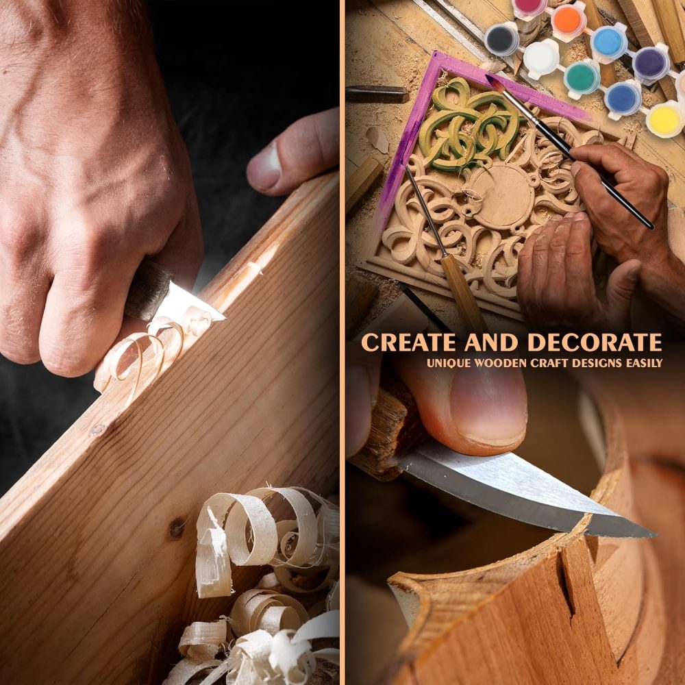 Wood Carving Kit with Video Tutorials & Paints - Complete Wood Carving Tools and Whittling Kit, Perfect Hobby Kit for Adults, Includes Whittling Knife and Wood Carving Set for Beginners & Pros - Image 3