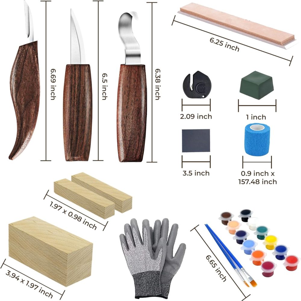 Wood Carving Kit with Video Tutorials & Paints - Complete Wood Carving Tools and Whittling Kit, Perfect Hobby Kit for Adults, Includes Whittling Knife and Wood Carving Set for Beginners & Pros - Image 7